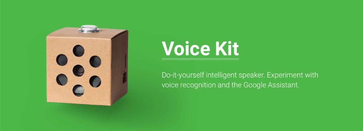 Google AIY Voice Kit assembled and sitting on a desk