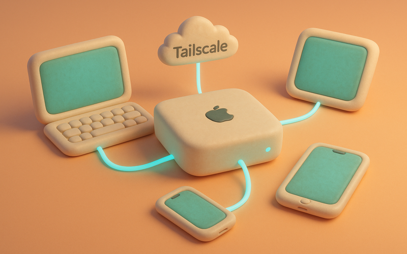 Infrastructure: Mac Mini connects via Tailscale to Laptop, Phone, and Tablet